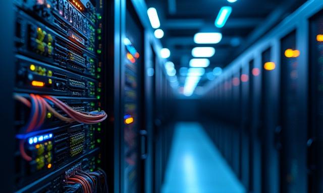 Serverraum mit Glasfaserverkabelung